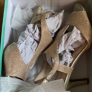 Gold sparkly shoes